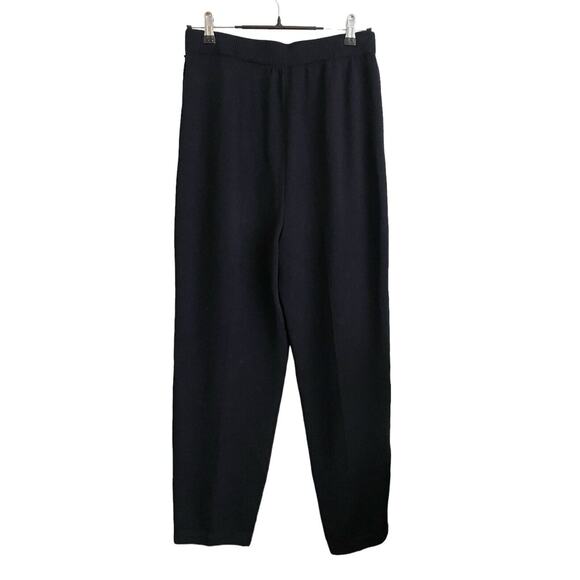 St. John Evening Santana Knit Pleated Pants Size 10 Black Pullon Wool Blend - Picture 2 of 7